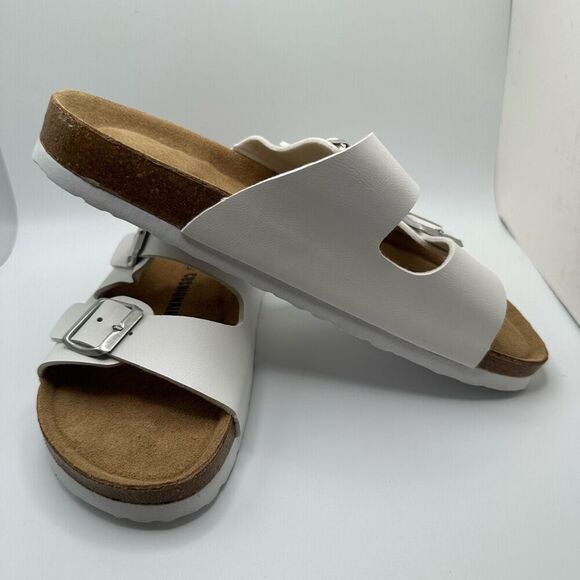 CUSHIONAIRE Women's Cork Footbed Sandal With +Comfort 10 WHITE - Picture 6 of 7